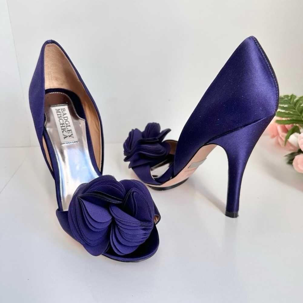 BADGLEY MISCHKA Randall Purple Satin D’Orsay Peep… - image 1