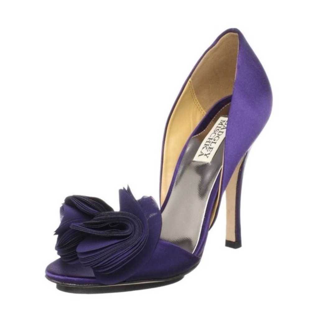 BADGLEY MISCHKA Randall Purple Satin D’Orsay Peep… - image 2