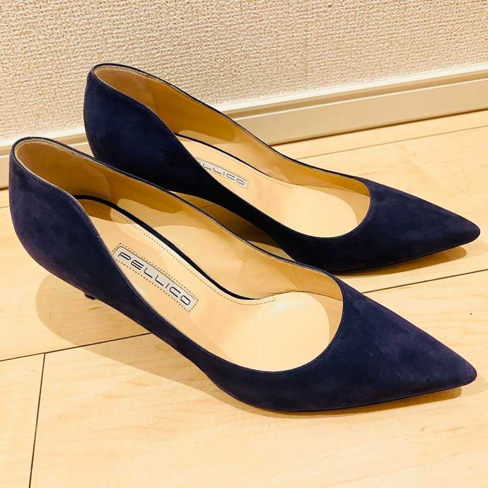 【Excellent condition】PELLICO pumps suede navy poi… - image 2