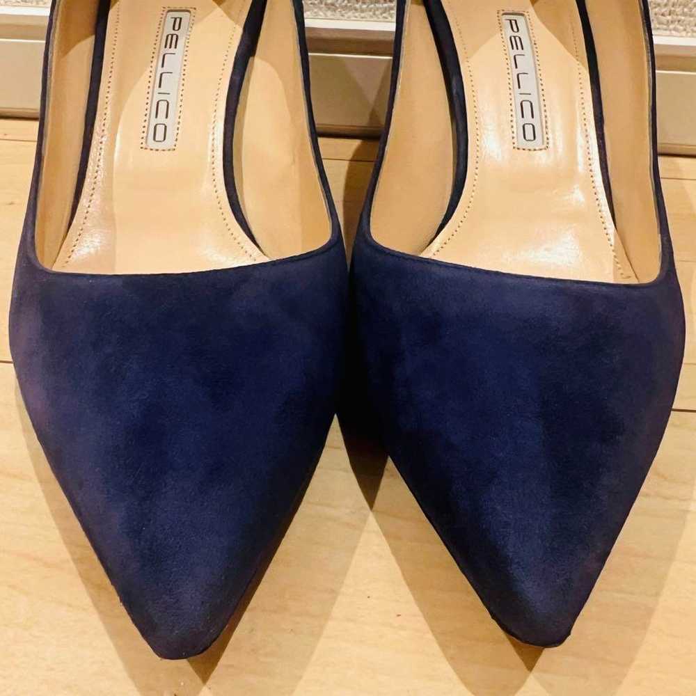 【Excellent condition】PELLICO pumps suede navy poi… - image 3