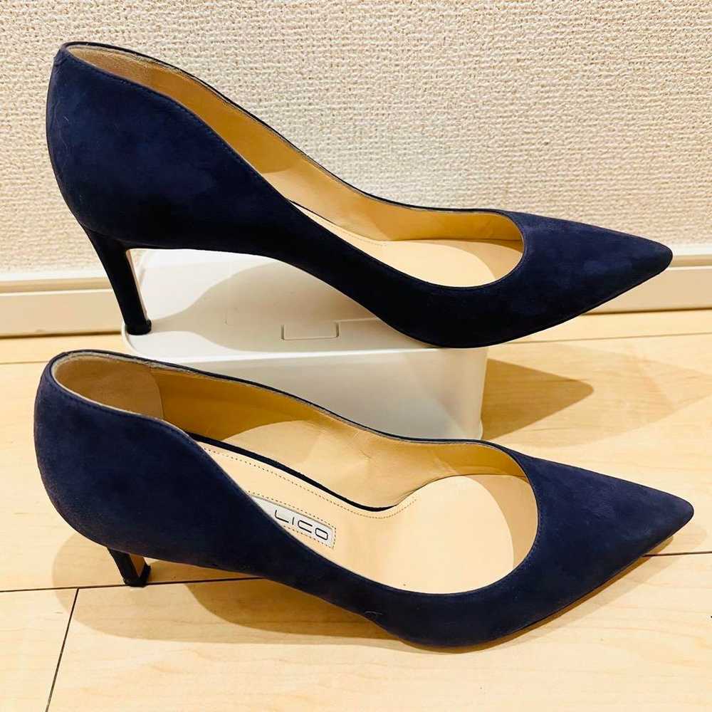 【Excellent condition】PELLICO pumps suede navy poi… - image 5