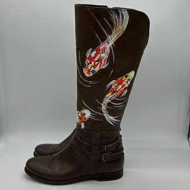 Hand painted Koi RidingBoots by Coconuts Size 6.5 - image 1