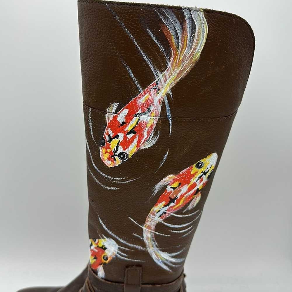 Hand painted Koi RidingBoots by Coconuts Size 6.5 - image 2