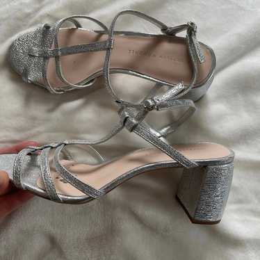 LOEFFLER RANDALL ELENA SANDAL SILVER LEATHER