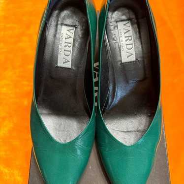 VARDA Women's Green  Leather Shoes Made in Italy