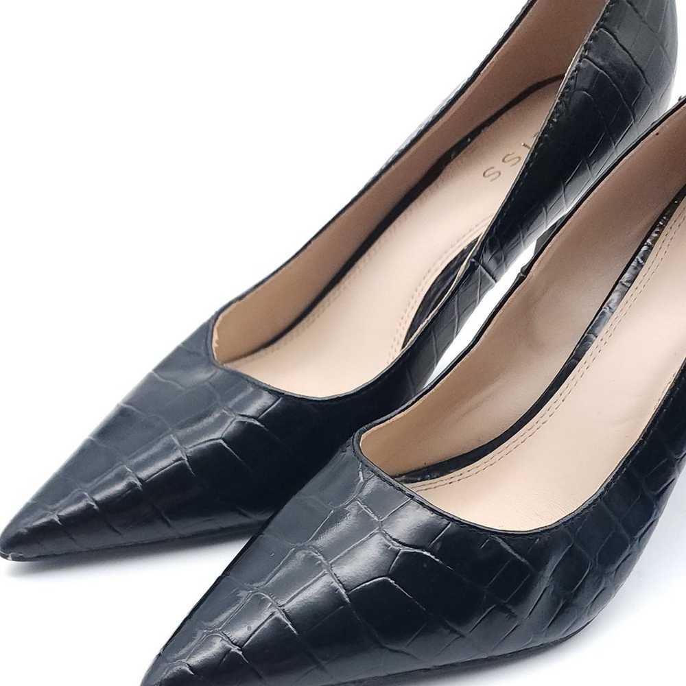 Reiss Elina Embossed Pointed Toe Black Leather Wo… - image 4