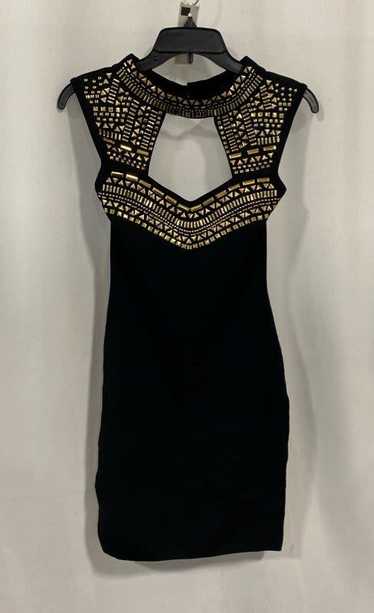 NWT Bebe Womens Black Gold Sequin Embellished Cut 