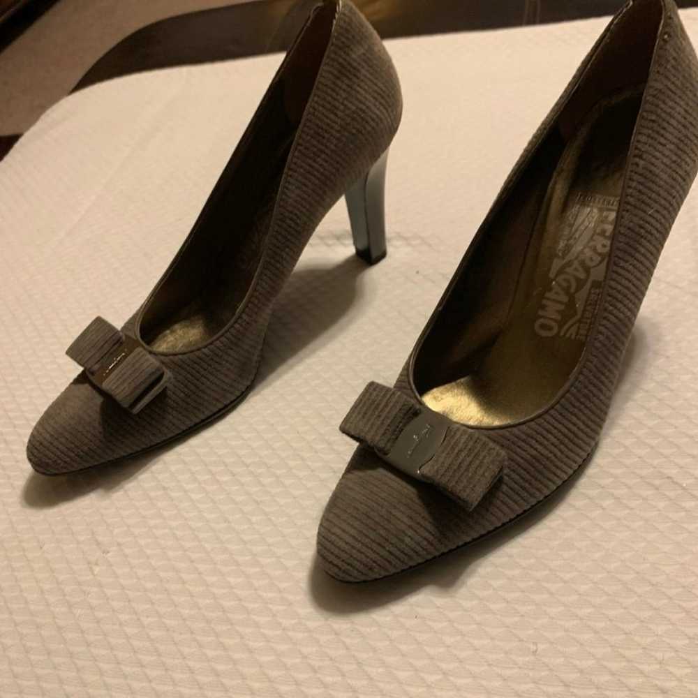 Salvatore Ferragamo grey suede pumps - image 1