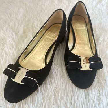 Ferragamo Varina Ribbon Suede Pumps - image 1