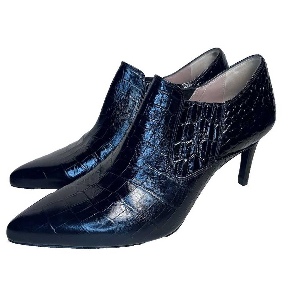 Inez Marisol 70 Black Boots Croco Emboss Ankle Bo… - image 1