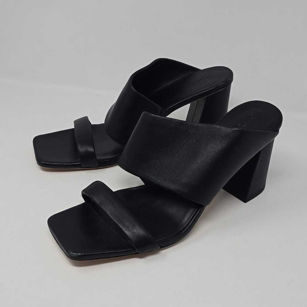 VINCE Nessia Block Heel Leather Sandals Black Squ… - image 1