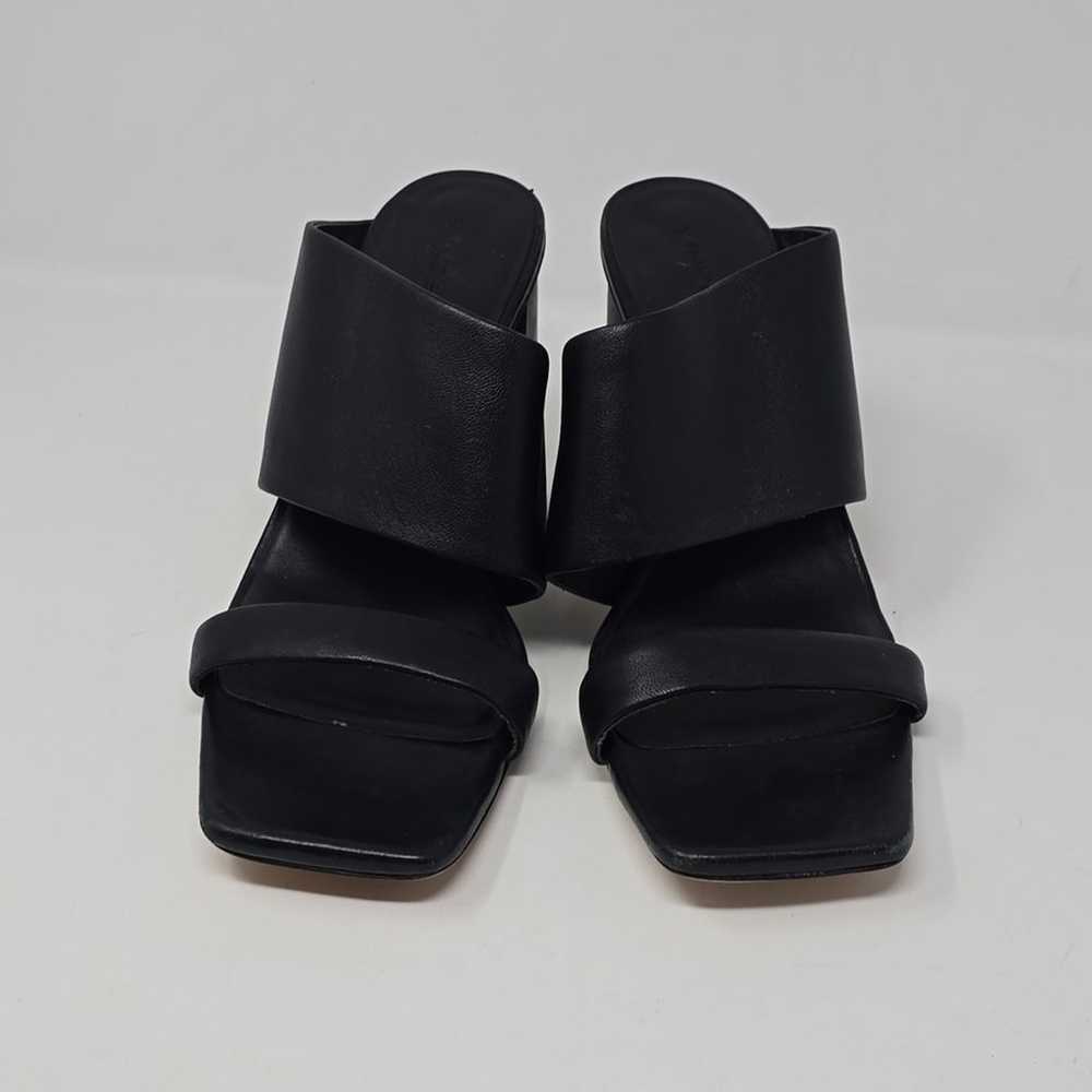 VINCE Nessia Block Heel Leather Sandals Black Squ… - image 2