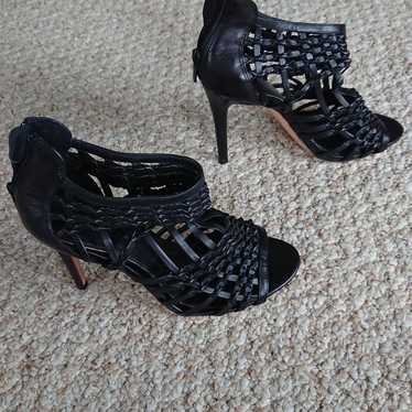 Elie Tahari black Woven leather heels size 37.5