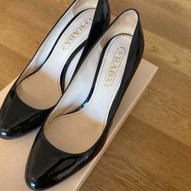 Prada Enamel Black Pumps