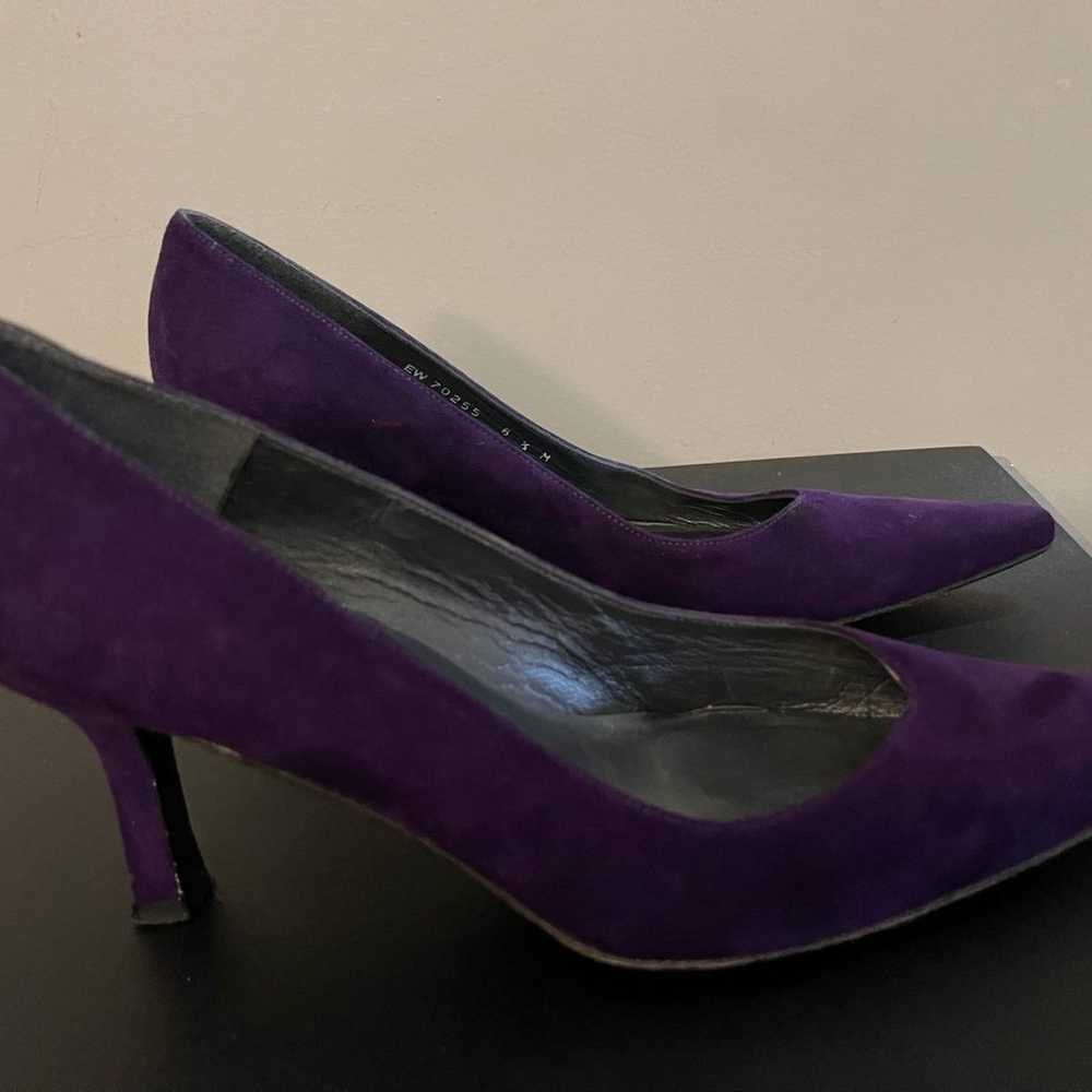 Stewart Weitzman, purple suede pointed toe pumps,… - image 2