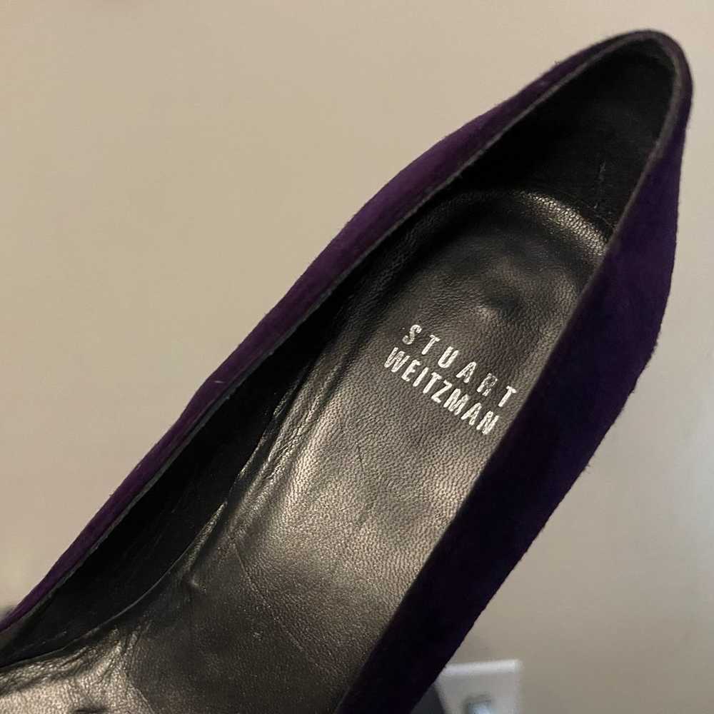 Stewart Weitzman, purple suede pointed toe pumps,… - image 3