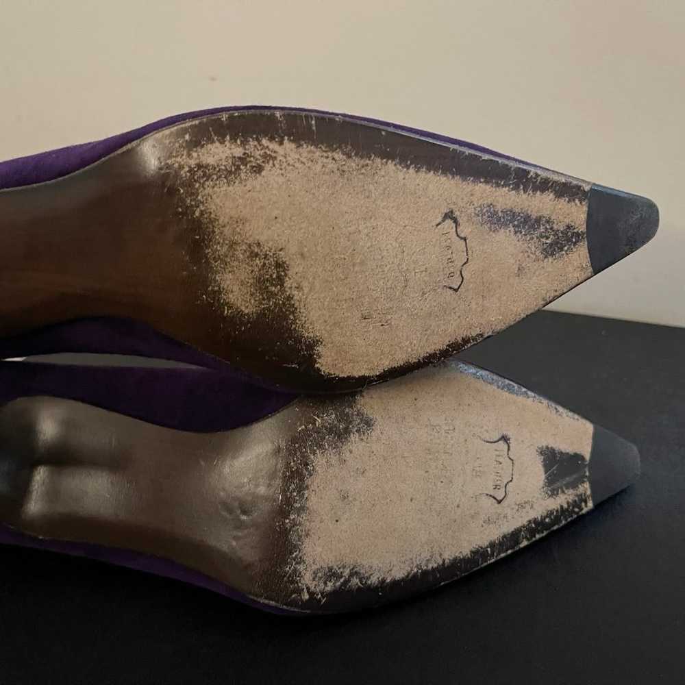 Stewart Weitzman, purple suede pointed toe pumps,… - image 4