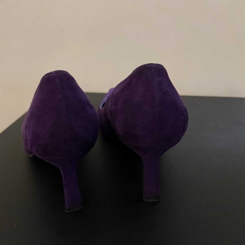 Stewart Weitzman, purple suede pointed toe pumps,… - image 7