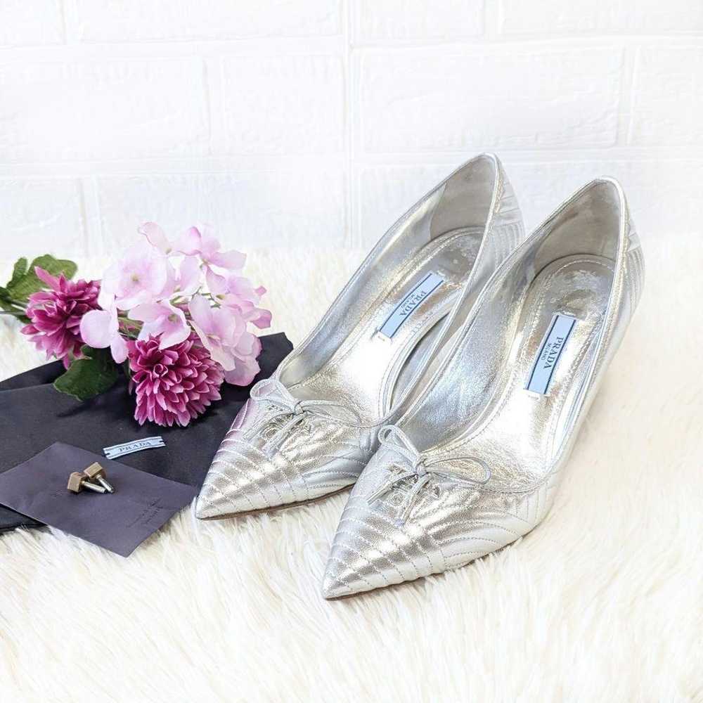 ✨ Popular ✨ PRADA Silver Quilted Logo Pumps ✨ - image 1