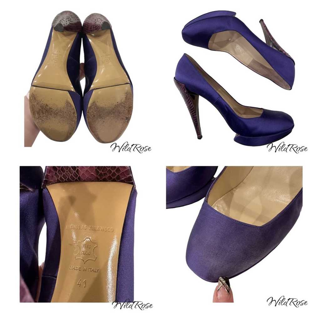 NICHOLAS KIRKWOOD Purple Satin Almond Toe Python … - image 12