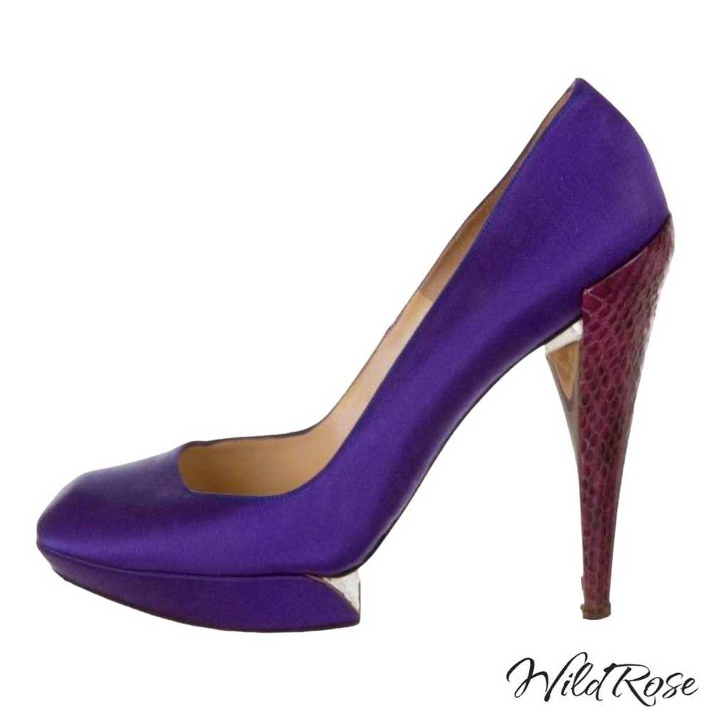 NICHOLAS KIRKWOOD Purple Satin Almond Toe Python … - image 1