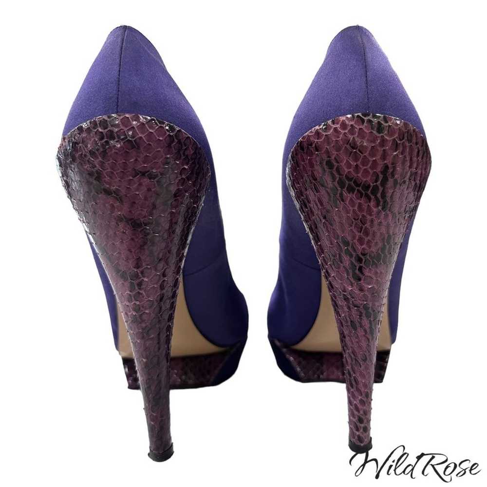 NICHOLAS KIRKWOOD Purple Satin Almond Toe Python … - image 5