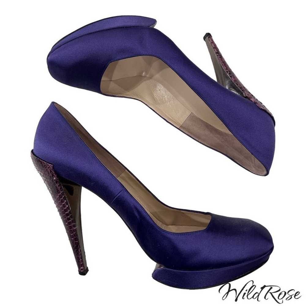 NICHOLAS KIRKWOOD Purple Satin Almond Toe Python … - image 7