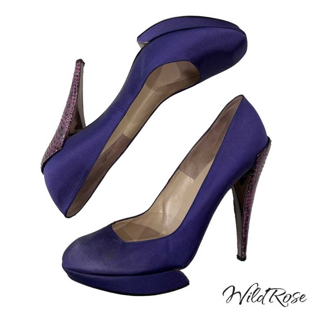 NICHOLAS KIRKWOOD Purple Satin Almond Toe Python … - image 8