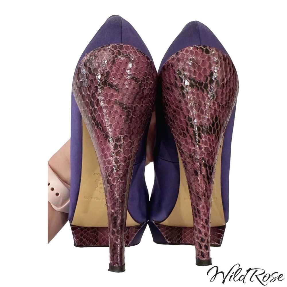 NICHOLAS KIRKWOOD Purple Satin Almond Toe Python … - image 9