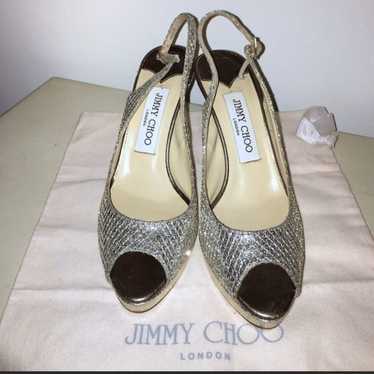 Jimmy Choo Gold "Nova" Glitter Slingback