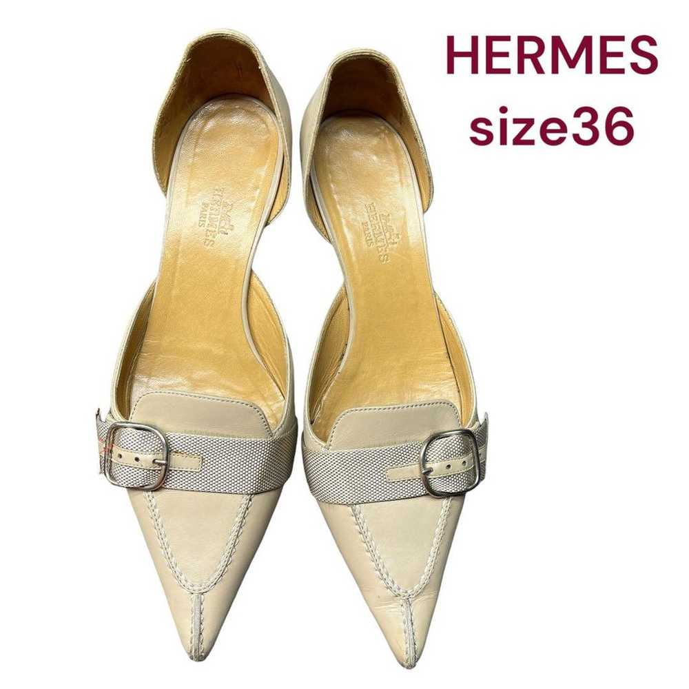 Hermes, elegant beige low-heel pumps, size 36. - image 1