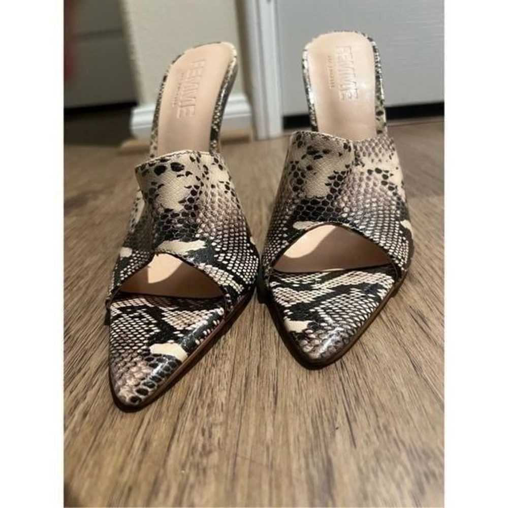 Femme LA Python Mule Print Heel Shoes Size 37 US 7 - image 2