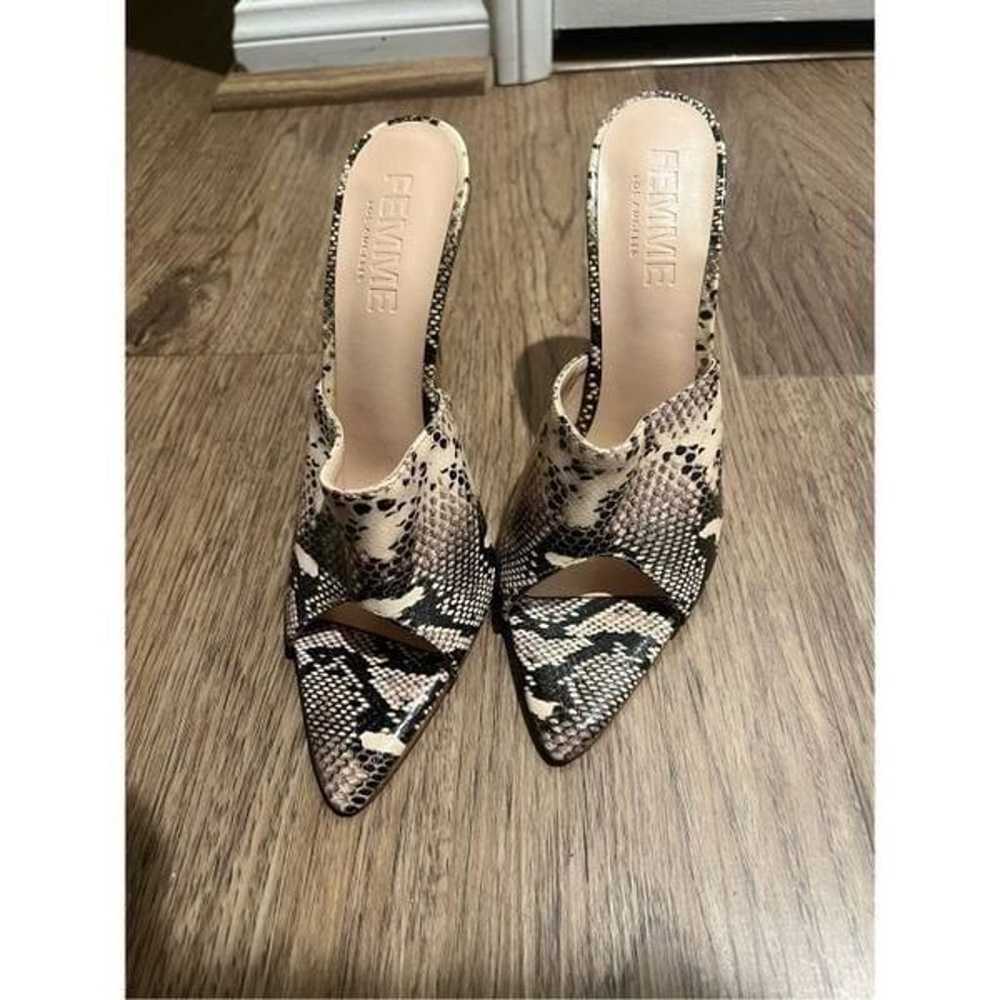 Femme LA Python Mule Print Heel Shoes Size 37 US 7 - image 3