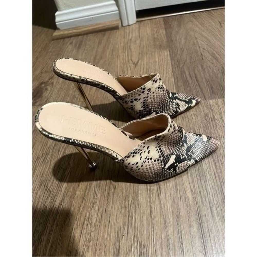 Femme LA Python Mule Print Heel Shoes Size 37 US 7 - image 4