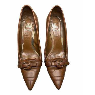 Burberry - quilted, brown leather pointy-toe pump… - image 1