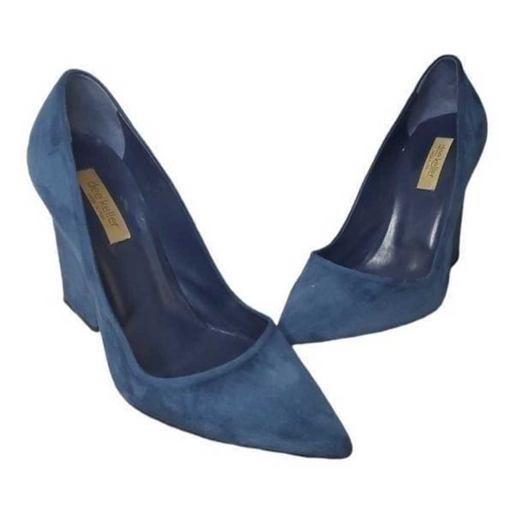 Dee Keller Mara  Blue Suede Block Chunky Heel Pum… - image 1