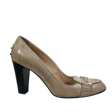 Tod's Signature Leather Loafer Pumps High Heel Bei