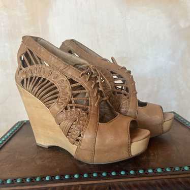 Sam Edelman Kellan Gladiator Sandals Wedge Nude 7.