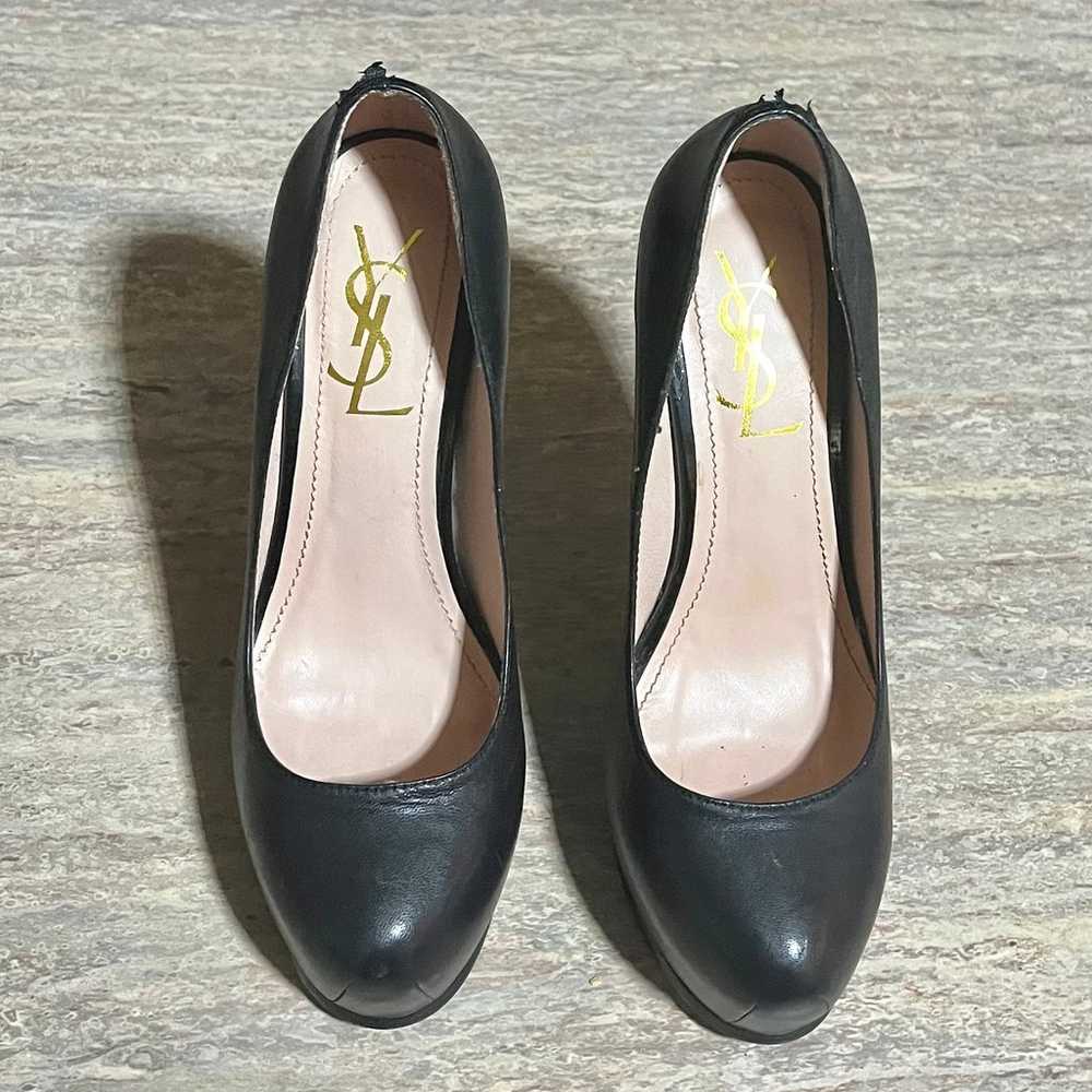 Yves Saint Laurent black leather high Heels shoes - image 1