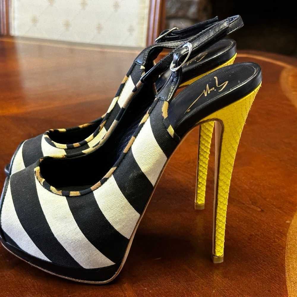 Giuseppe Zanotti zebra striped slingback peep toe… - image 3