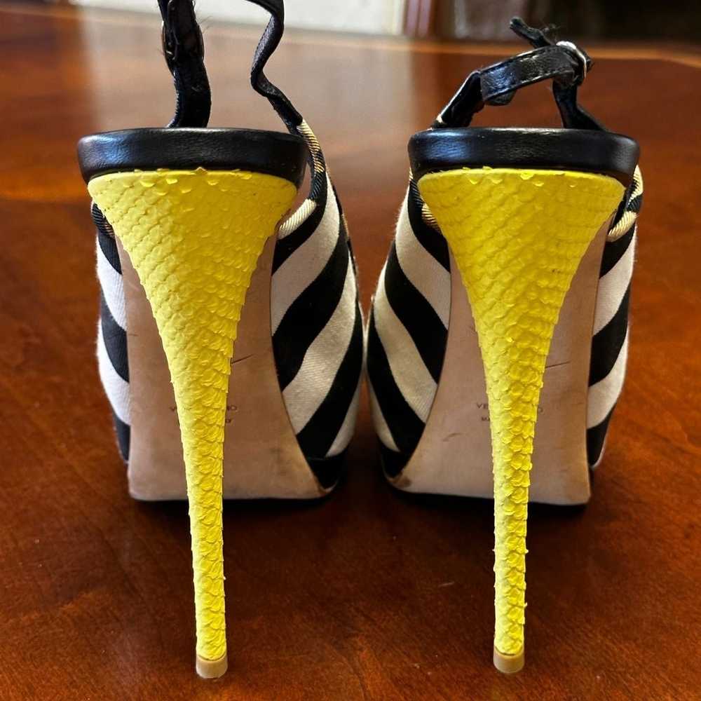 Giuseppe Zanotti zebra striped slingback peep toe… - image 4