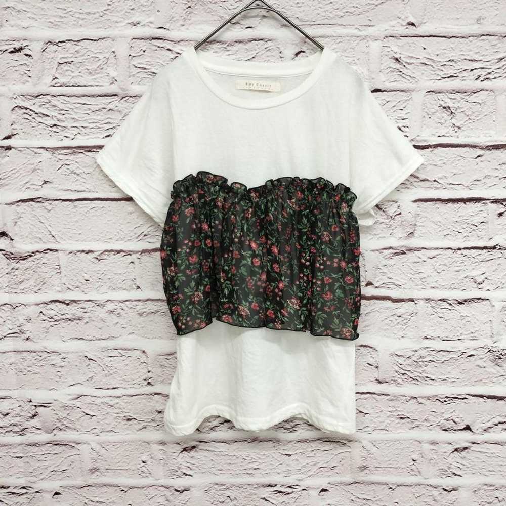 R1630 Reikazun【F】T-shirt with Camisole Panel Flor… - image 2