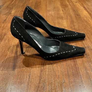 Manolo Blahnik Black Suede Pumps - image 1