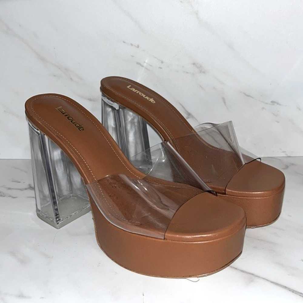 NEW Larroude dolly brown lucite platform heel sz … - image 1