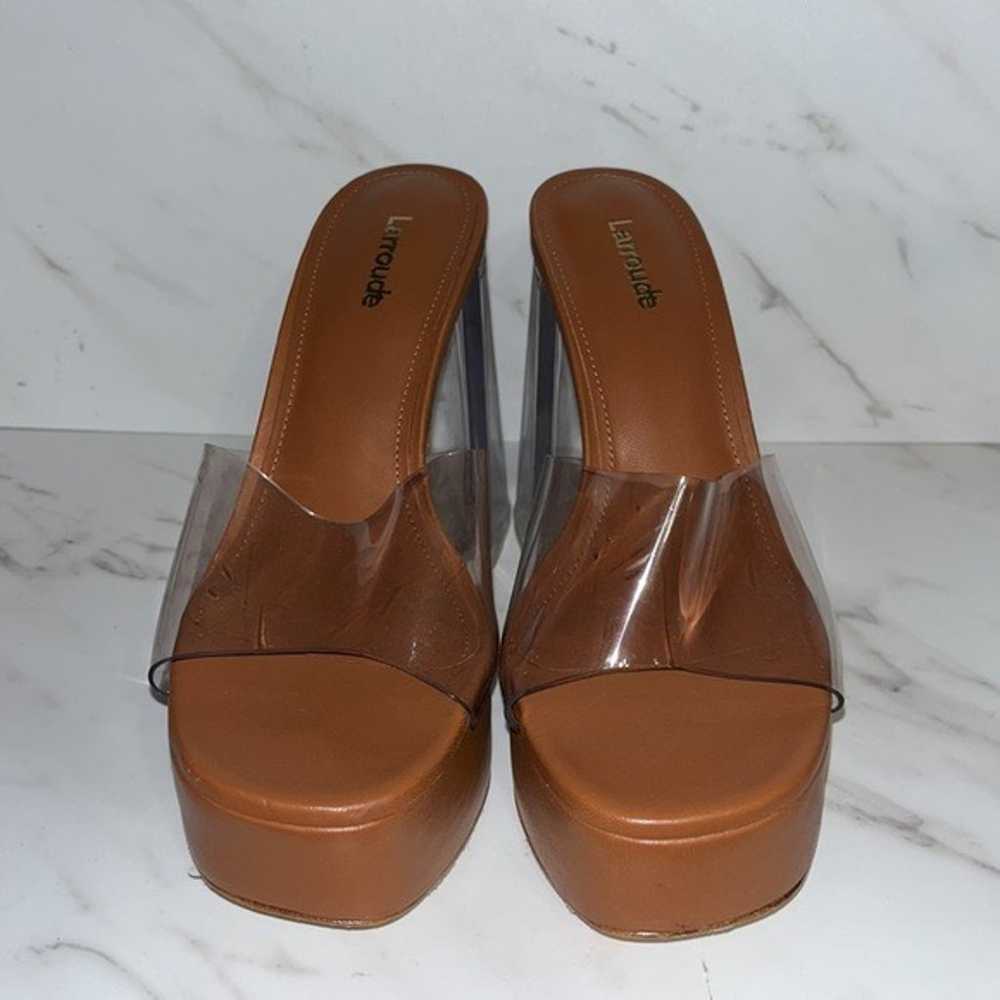 NEW Larroude dolly brown lucite platform heel sz … - image 2