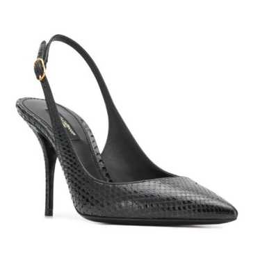 Black Real Snake Skin Heels, Size 6.5 - image 1