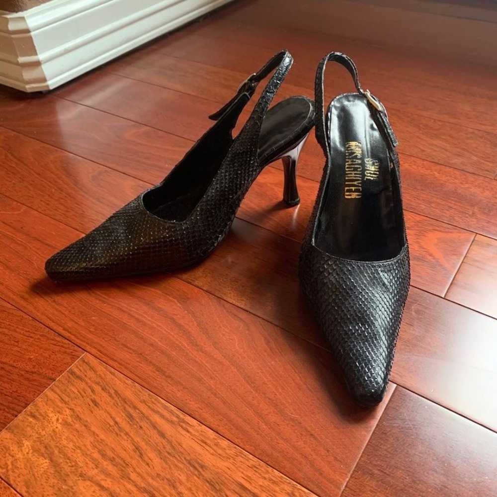 Black Real Snake Skin Heels, Size 6.5 - image 3