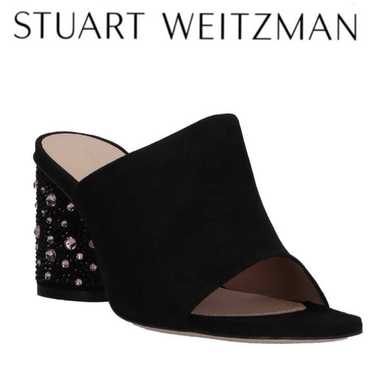 Stuart Weitzman embellished black suede heels 10M - image 1