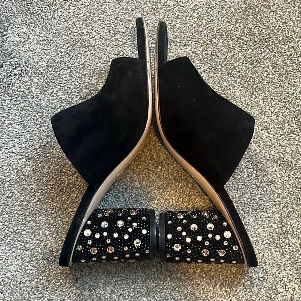 Stuart Weitzman embellished black suede heels 10M - image 5