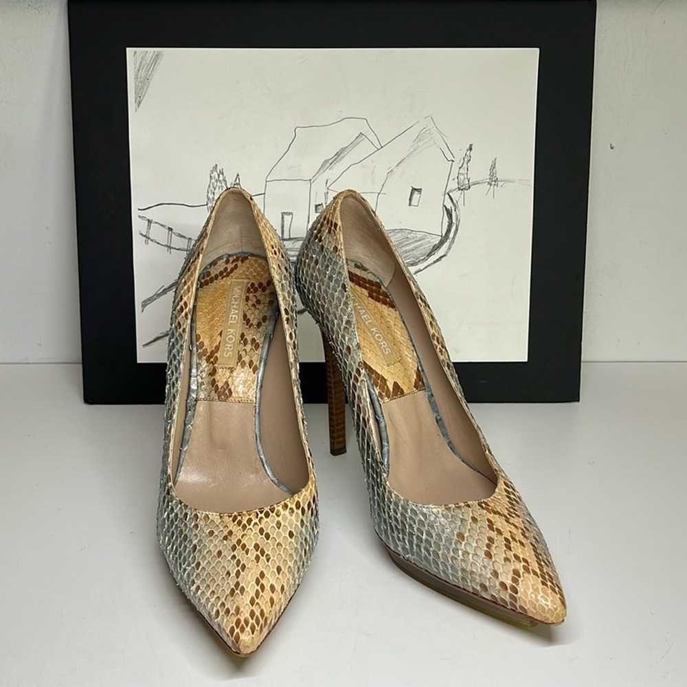 Michael Kors 4” Leather/Snakeskin Pointed Toe pum… - image 1